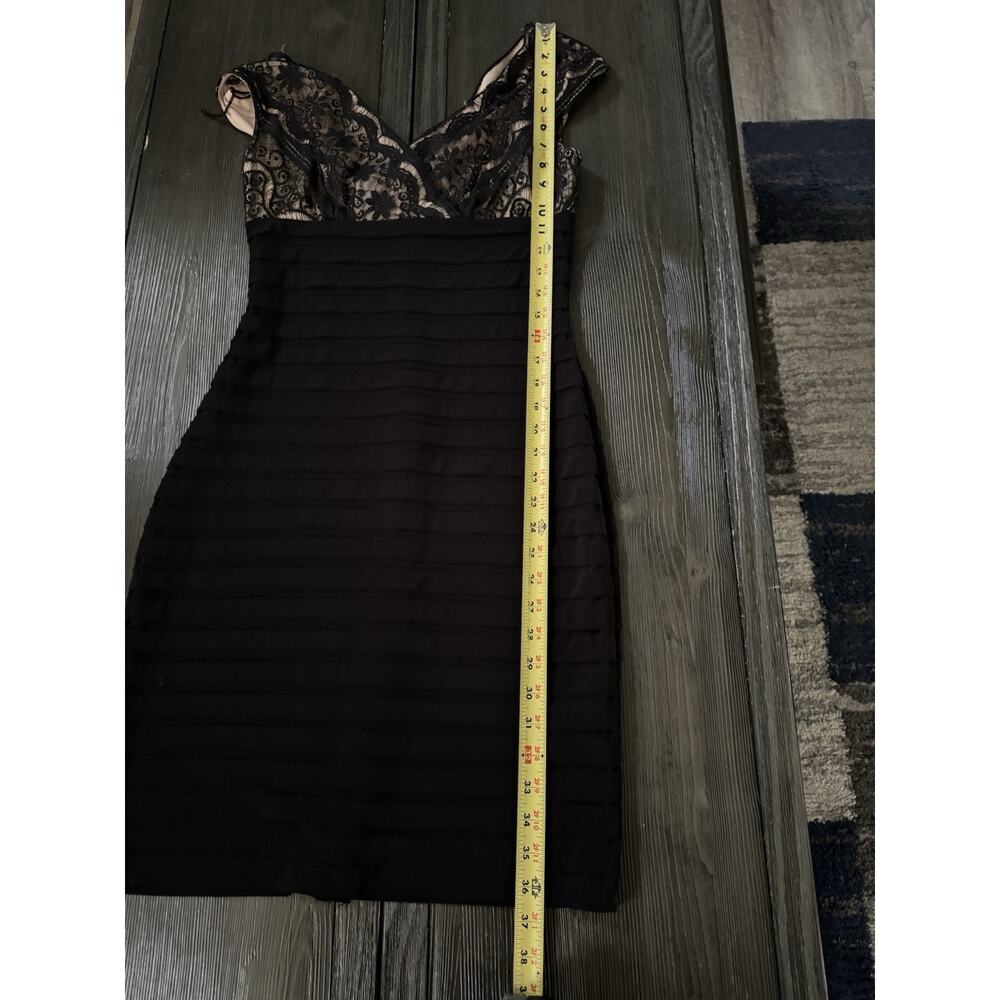 Adrianna Papell Midi Dress Size 8 Black Lace Cap Sleeves Cocktail Party Evening - Picture 8 of 14